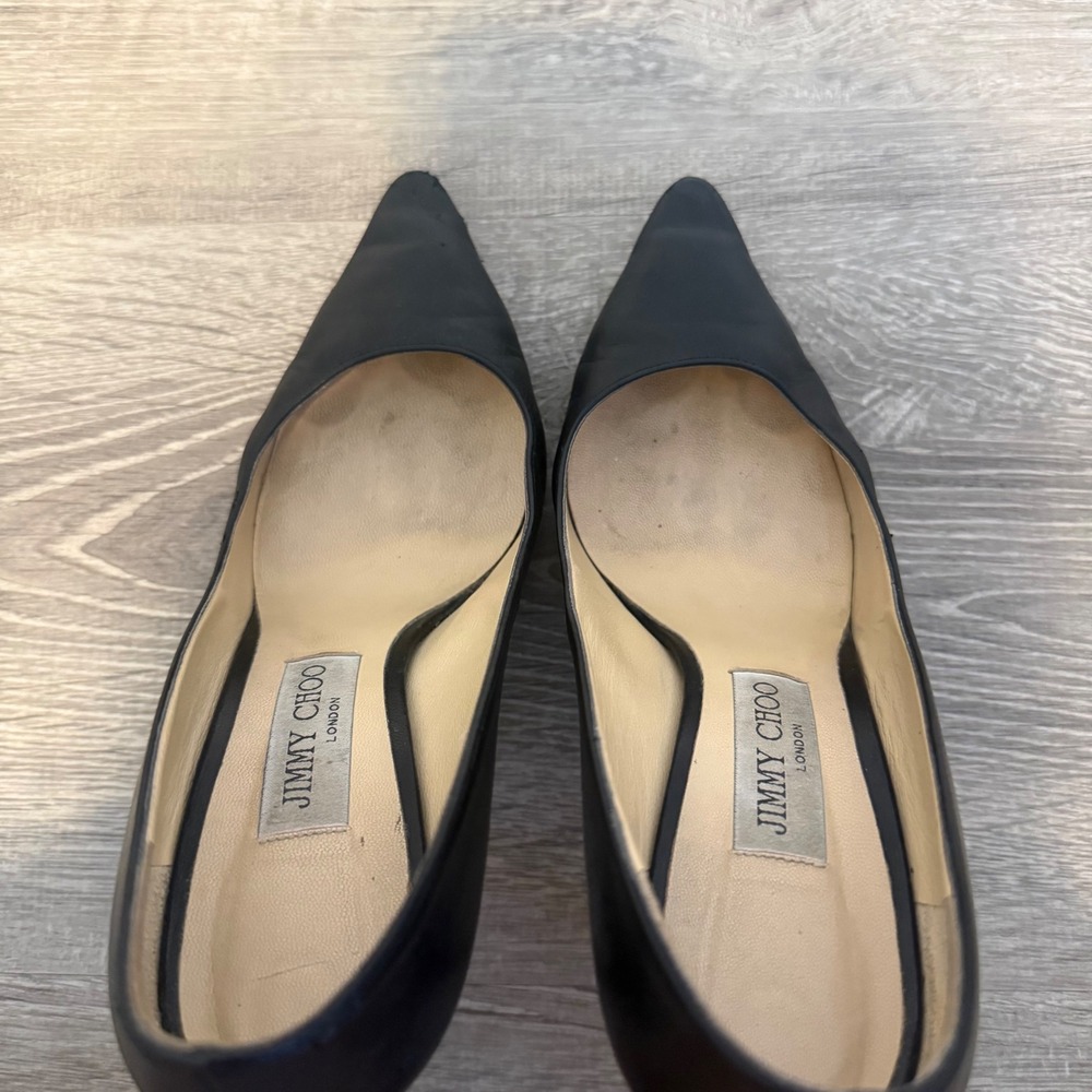 Jimmy Choo Black Leather Pointed Toe Stiletto Pumps Heels IT 38 US 8 - Picture 15 of 16